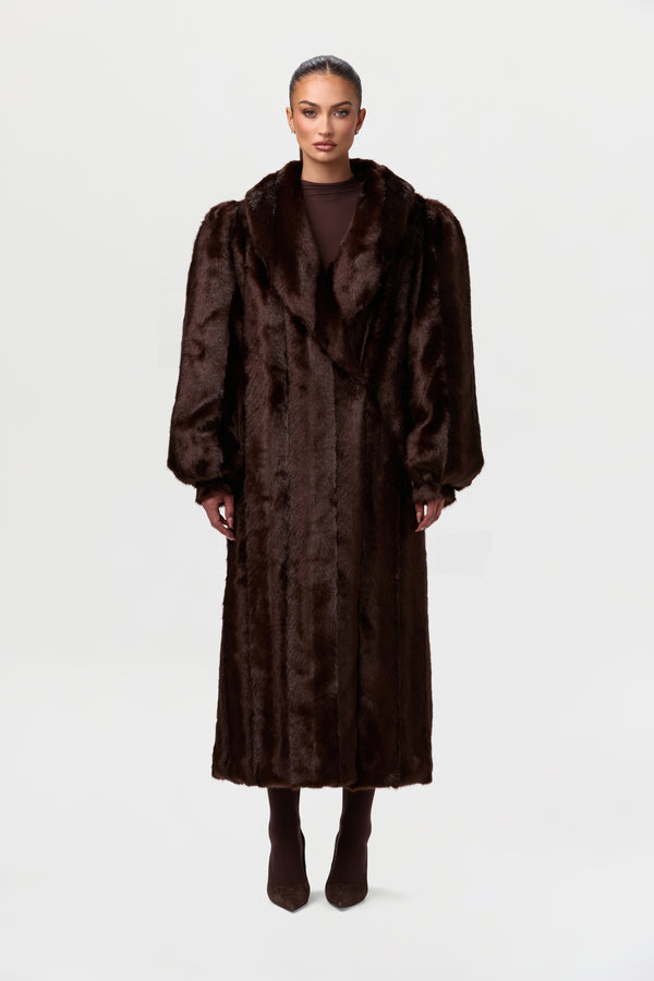 naked wardrobe Faux Mink Long Coat