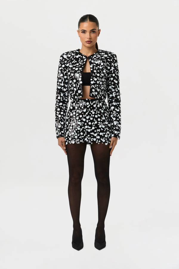 naked wardrobe Geometric Sequin Mini Skirt