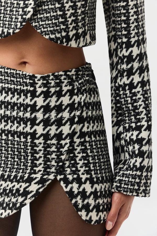 Naked Wardrobe Houndstooth Plaid Mini Skirt