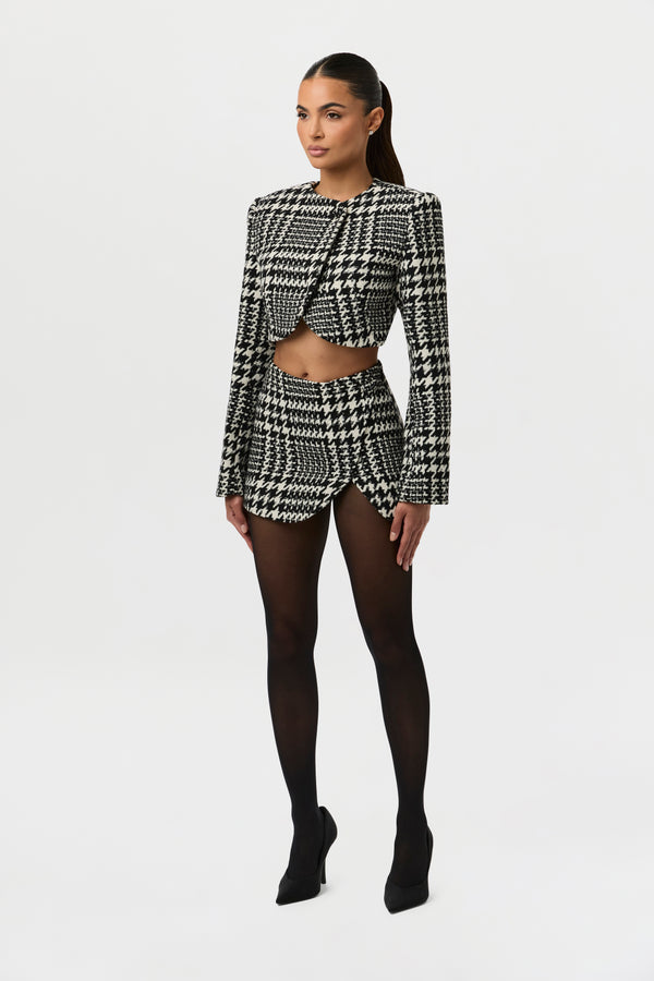 Naked Wardrobe Houndstooth Plaid Mini Skirt