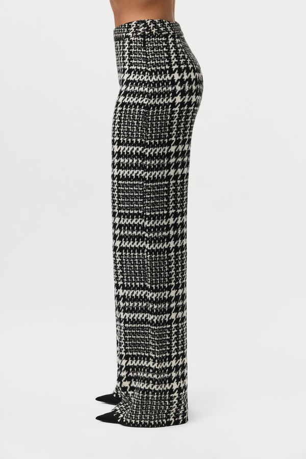 Naked Wardrobe Houndstooth Plaid Wide-Leg Pants