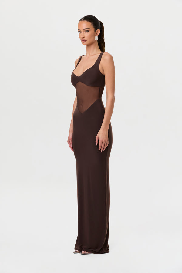 Naked Wardrobe Hourglass Mesh Contrast Dress