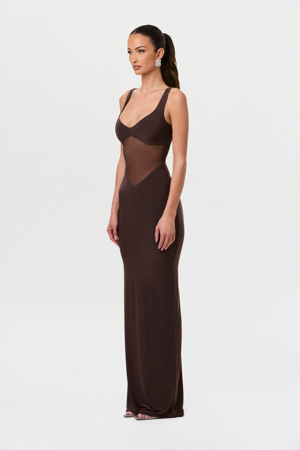 Naked Wardrobe Hourglass Mesh Contrast Dress