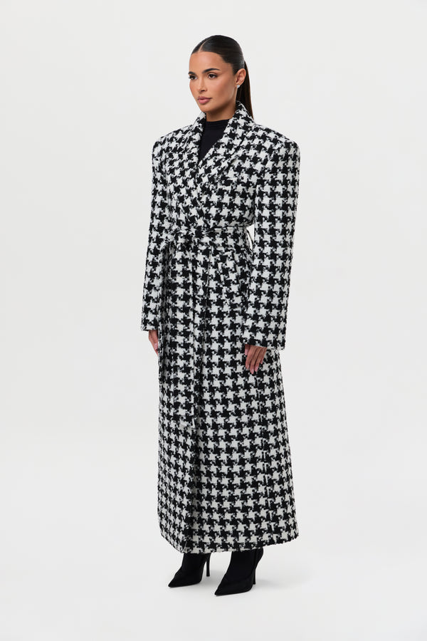 naked wardrobe Jacquard Houndstooth Long Coat
