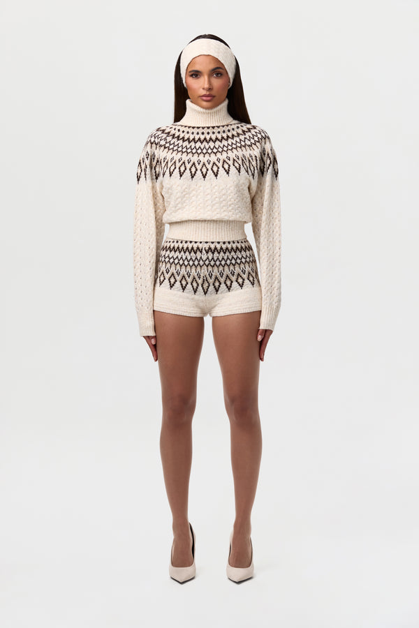 Naked Wardrobe Knit Fair Isle Hot Pants