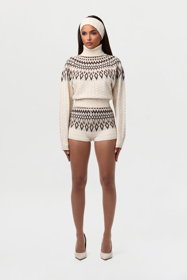 Naked Wardrobe Knit Fair Isle Hot Pants
