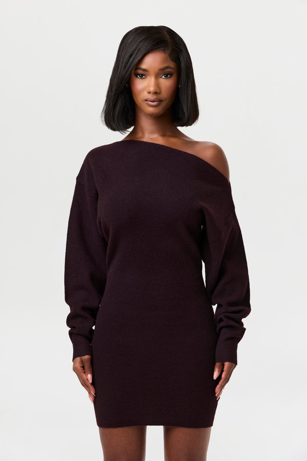 Naked Wardrobe Knit Off-Shoulder Mini Dress