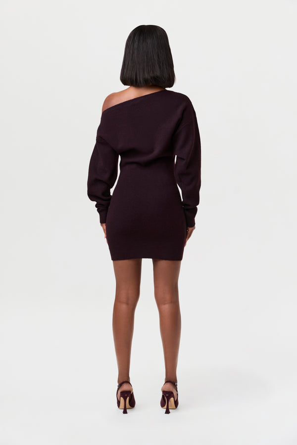 Naked Wardrobe Knit Off-Shoulder Mini Dress