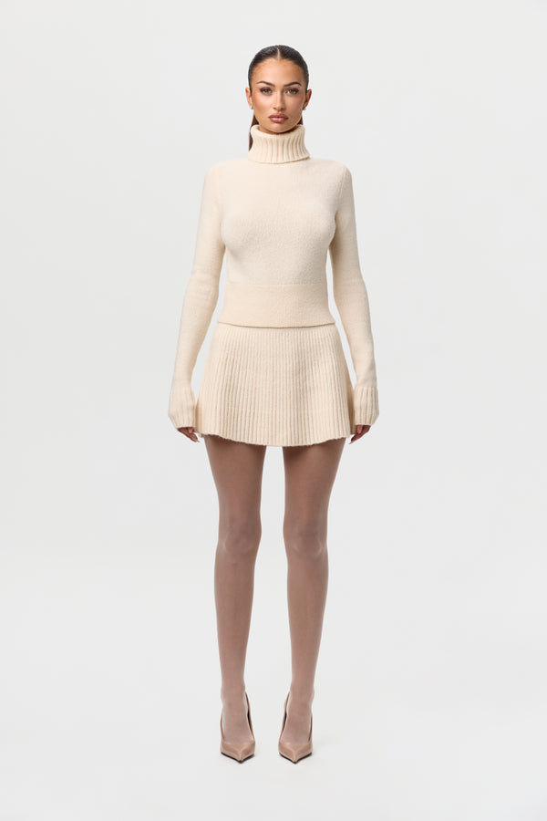 Naked Wardrobe Knit Ribbed A-Line Mini Skirt