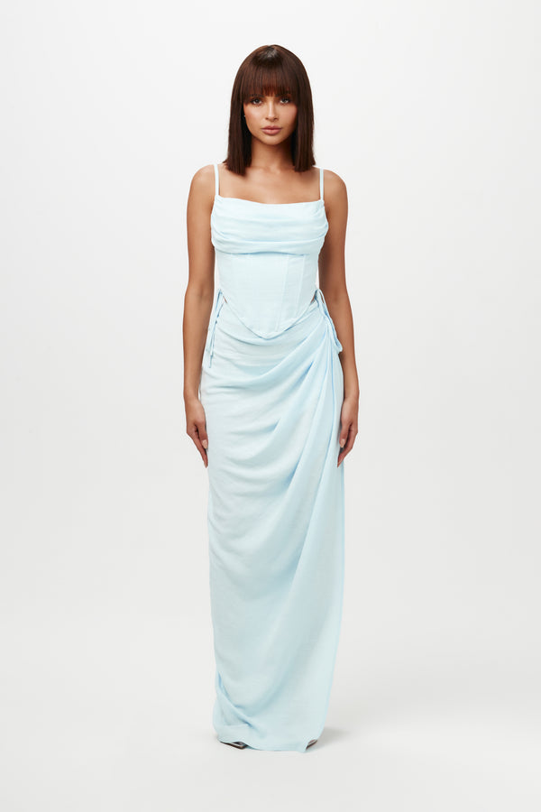 naked wardrobe Linen High Slit Maxi Skirt