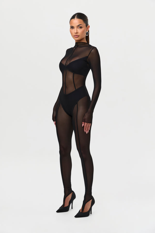 Naked Wardrobe Mesh Toe Loop Jumpsuit