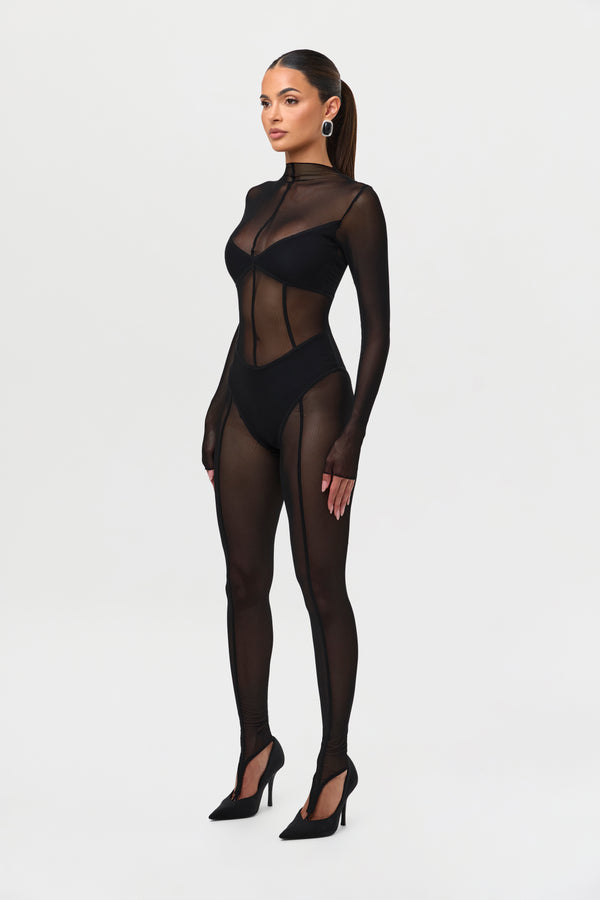 Naked Wardrobe Mesh Toe Loop Jumpsuit