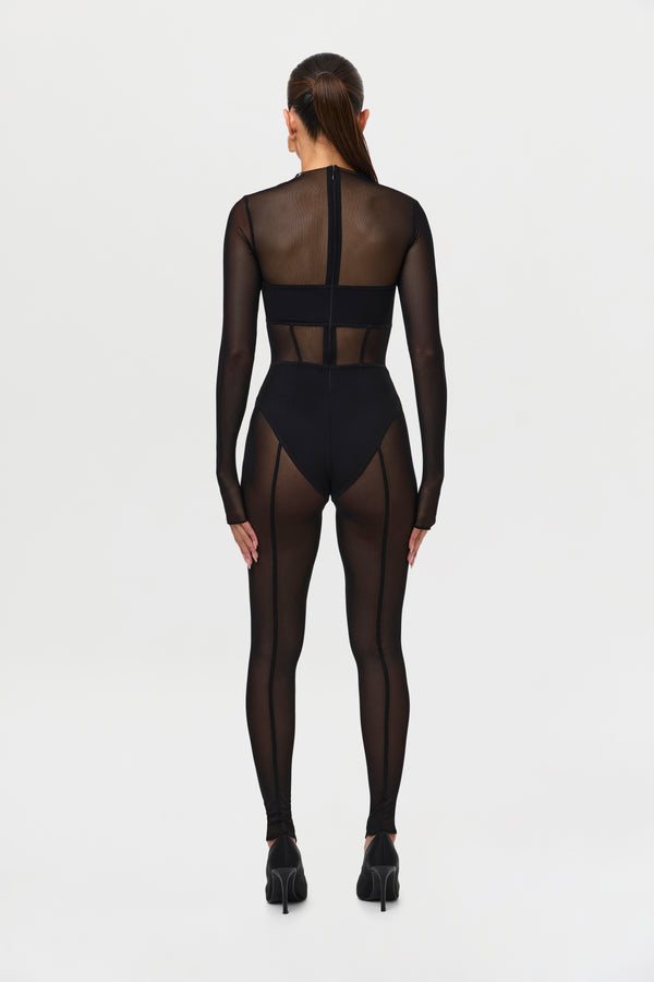 Naked Wardrobe Mesh Toe Loop Jumpsuit