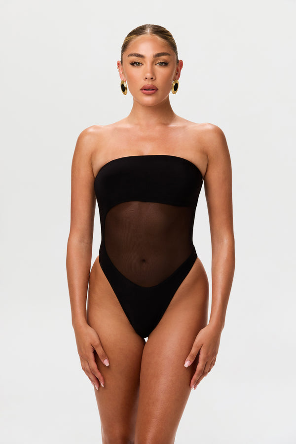 Naked Wardrobe Mesh Tube Contrast Swimsuit