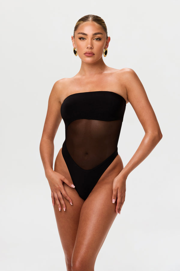 Naked Wardrobe Mesh Tube Contrast Swimsuit