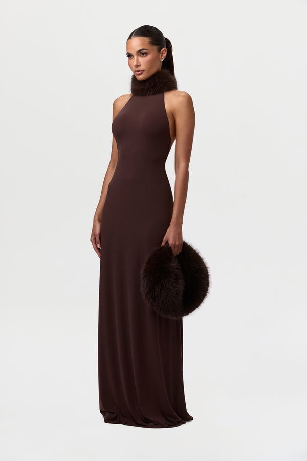 Naked Wardrobe Naked Faux Fur Maxi Dress