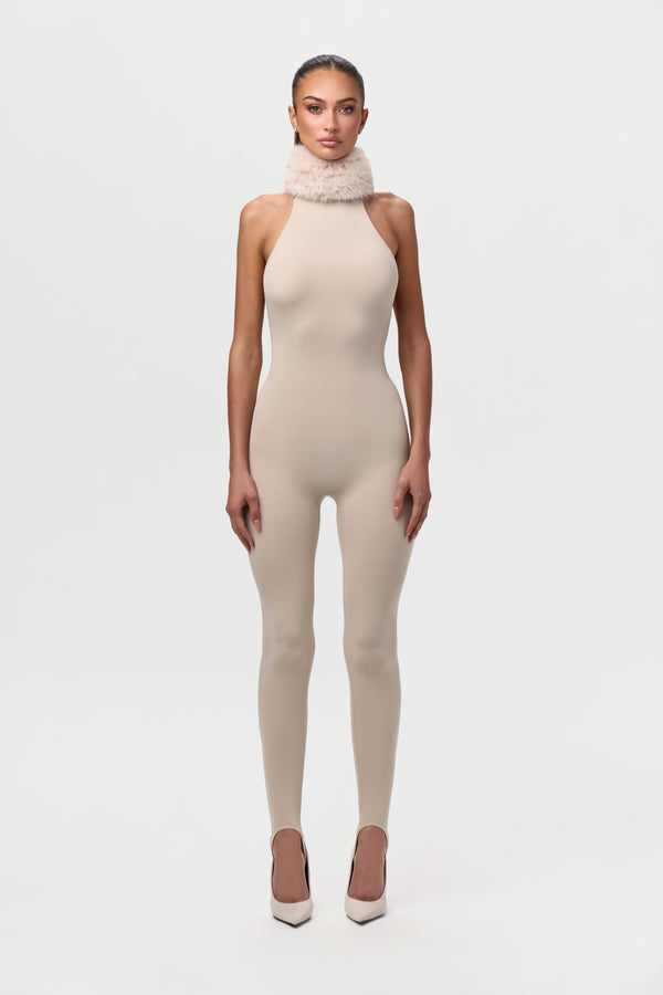 naked wardrobe Naked Faux Fur Stirrup Jumpsuit