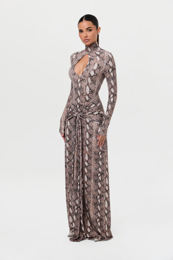 Naked Wardrobe Naked Print Cutout & Tie Maxi Dress