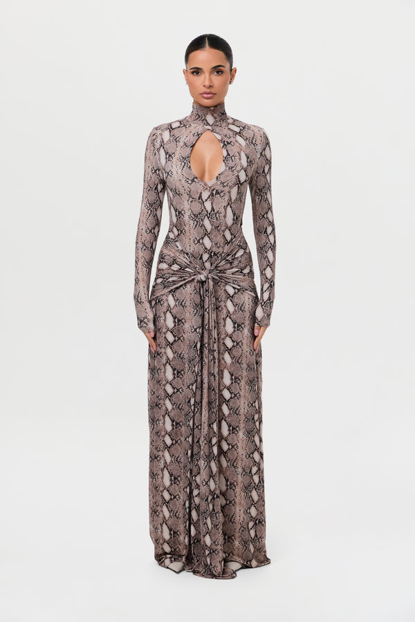 Naked Wardrobe Naked Print Cutout & Tie Maxi Dress