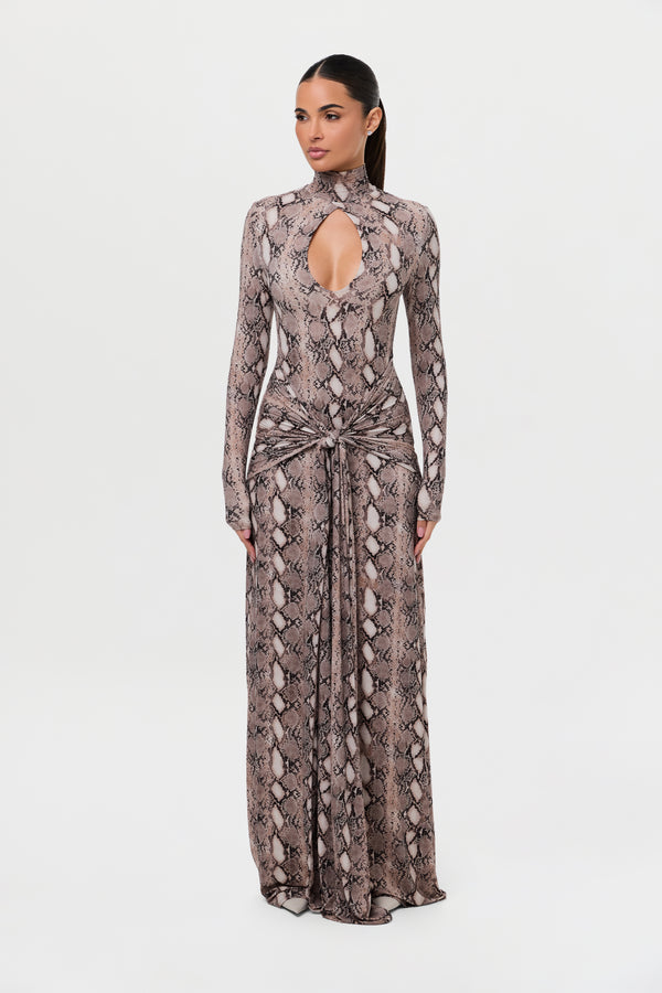 Naked Wardrobe Naked Print Cutout & Tie Maxi Dress