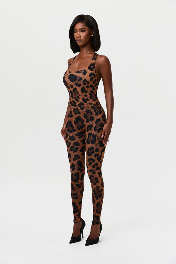 Naked Wardrobe Naked Print Racerback Jumpsuit