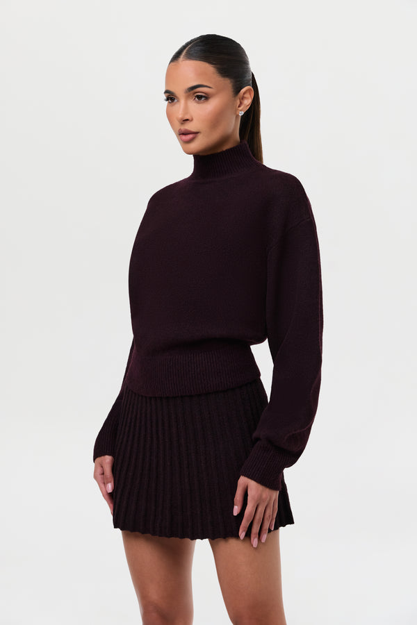 Naked Wardrobe Pleated Knit Sweater Mini Skirt