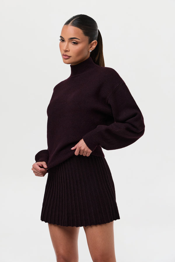 Naked Wardrobe Pleated Knit Sweater Mini Skirt