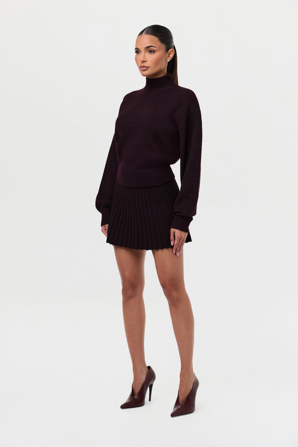 naked wardrobe Pleated Knit Sweater Mini Skirt