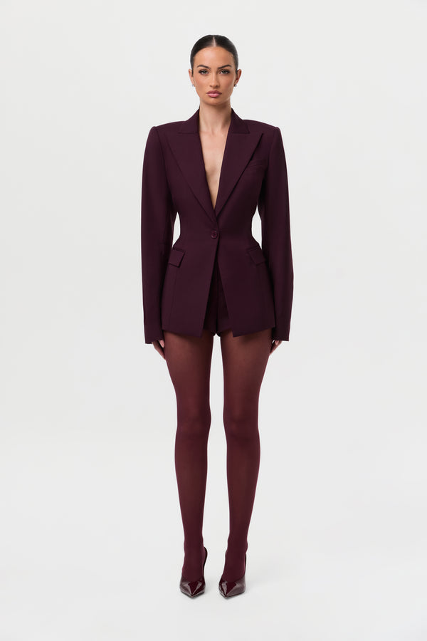 Naked Wardrobe Power Shoulder Fitted Suit Blazer