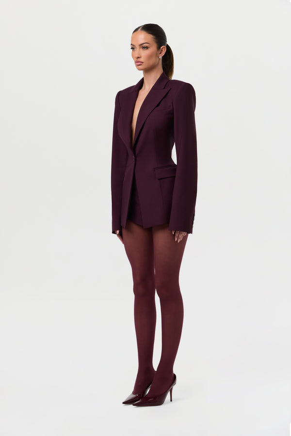 Naked Wardrobe Power Shoulder Fitted Suit Blazer