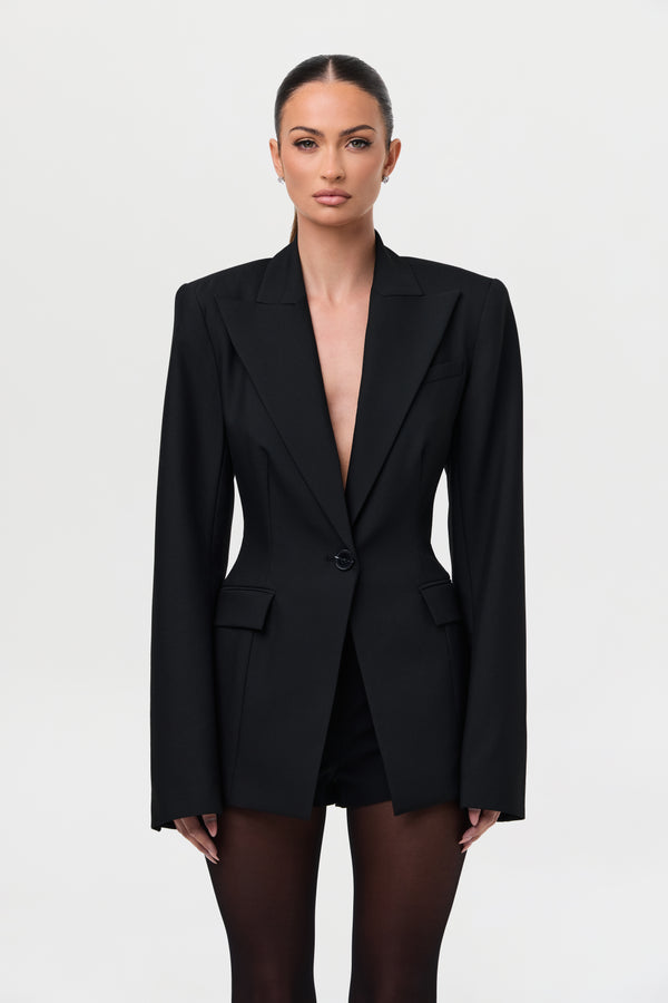 naked wardrobe Power Shoulder Fitted Suit Blazer