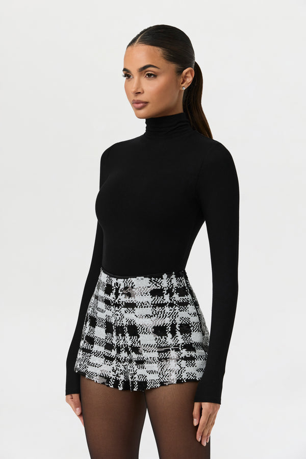 Naked Wardrobe Sequin Plaid Hot Pants