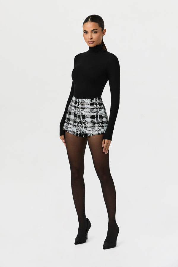 naked wardrobe Sequin Plaid Hot Pants