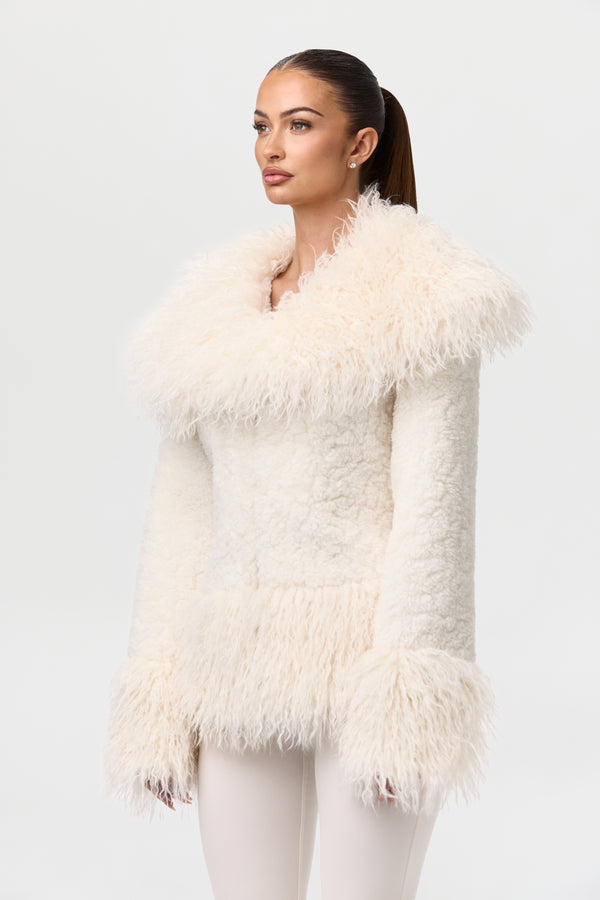 Naked Wardrobe Sherpa Faux Fur Jacket