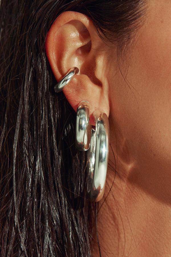 Naked Wardrobe Silver Medium Hoops