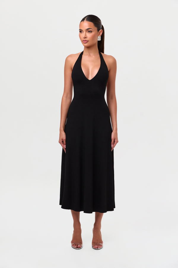 Naked Wardrobe Smooth Halter A-Line Midi Dress