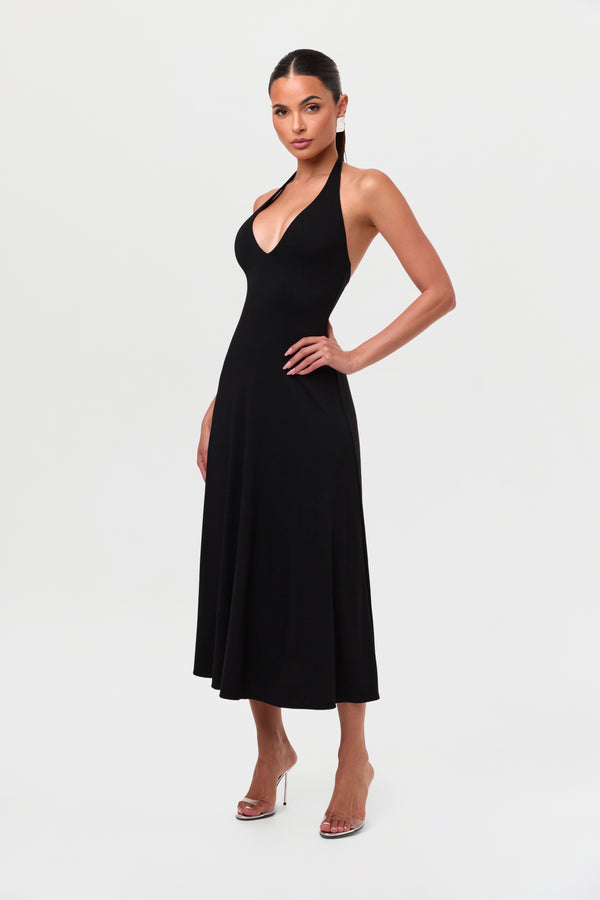 Naked Wardrobe Smooth Halter A-Line Midi Dress