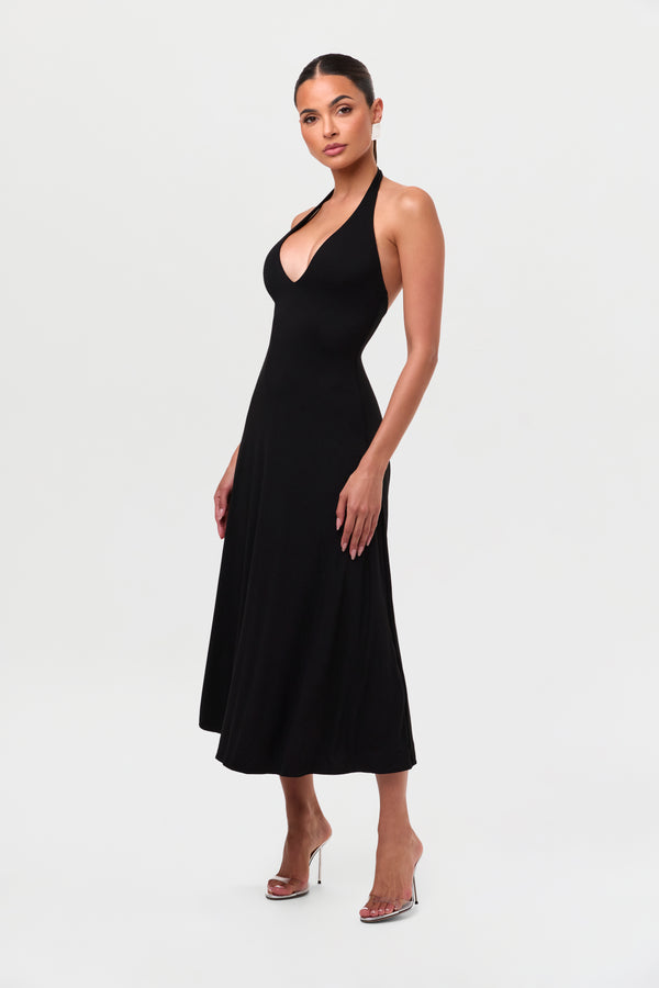 Naked Wardrobe Smooth Halter A-Line Midi Dress