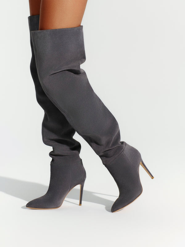 Naked Wardrobe Suede Thigh High Boot