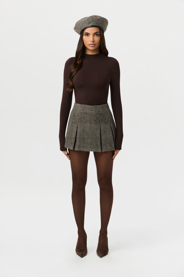 Naked Wardrobe Suiting Pleated Plaid Mini Skirt