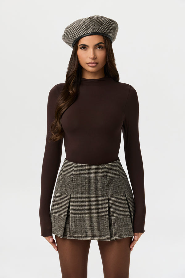 Naked Wardrobe Suiting Pleated Plaid Mini Skirt