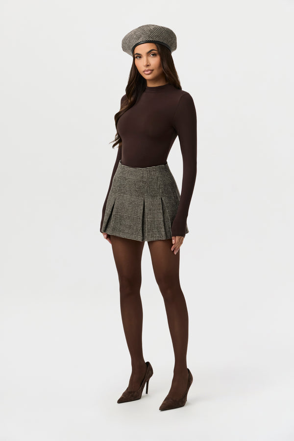 naked wardrobe Suiting Pleated Plaid Mini Skirt