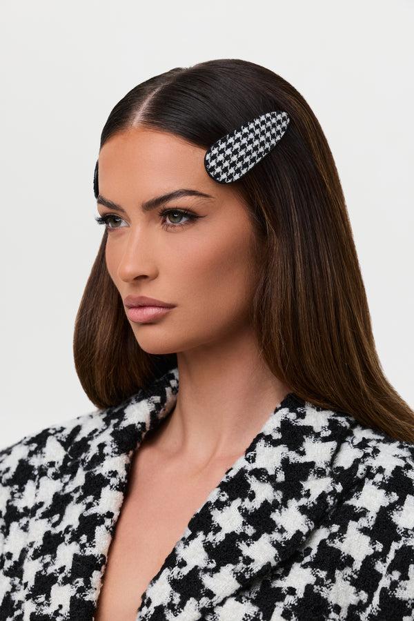 Naked Wardrobe Tweed Houndstooth Hair Clips