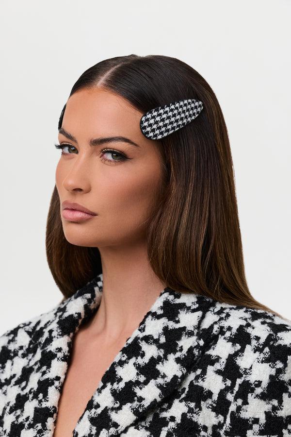 naked wardrobe Tweed Houndstooth Hair Clips