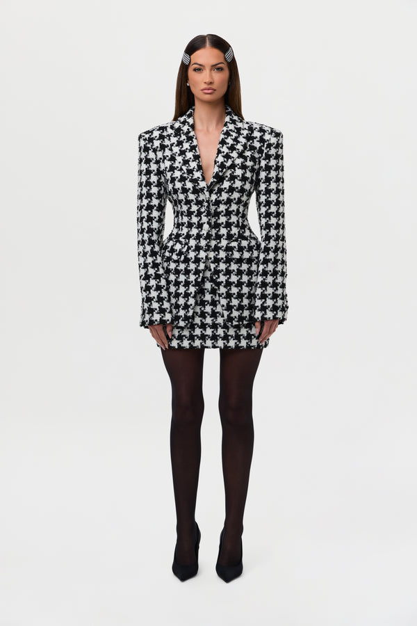 Naked Wardrobe Tweed Houndstooth Mini Skirt