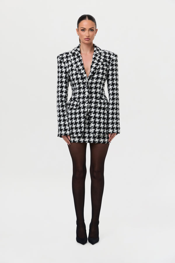 naked wardrobe Tweed Houndstooth Mini Skirt