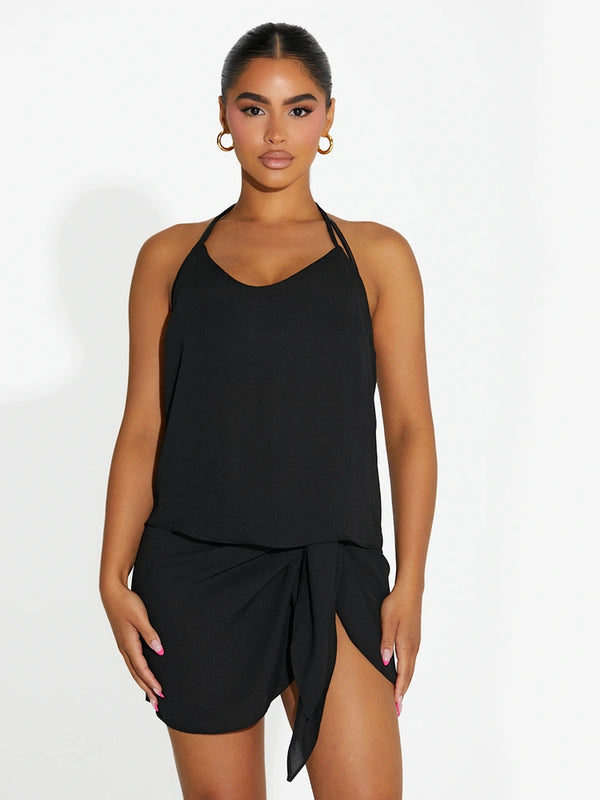 naked wardrobe V-Neck Halter Top