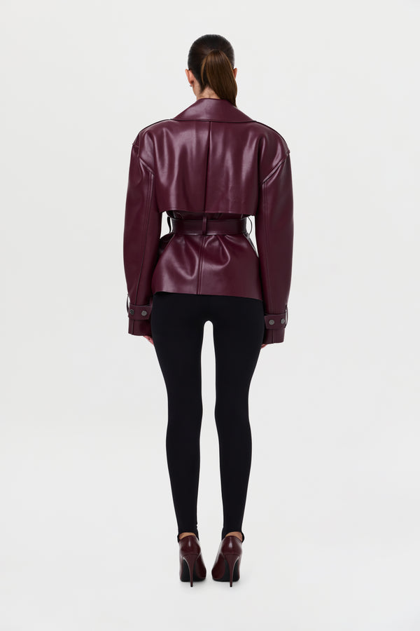 Naked Wardrobe Vegan Leather Cropped Trench Jacket