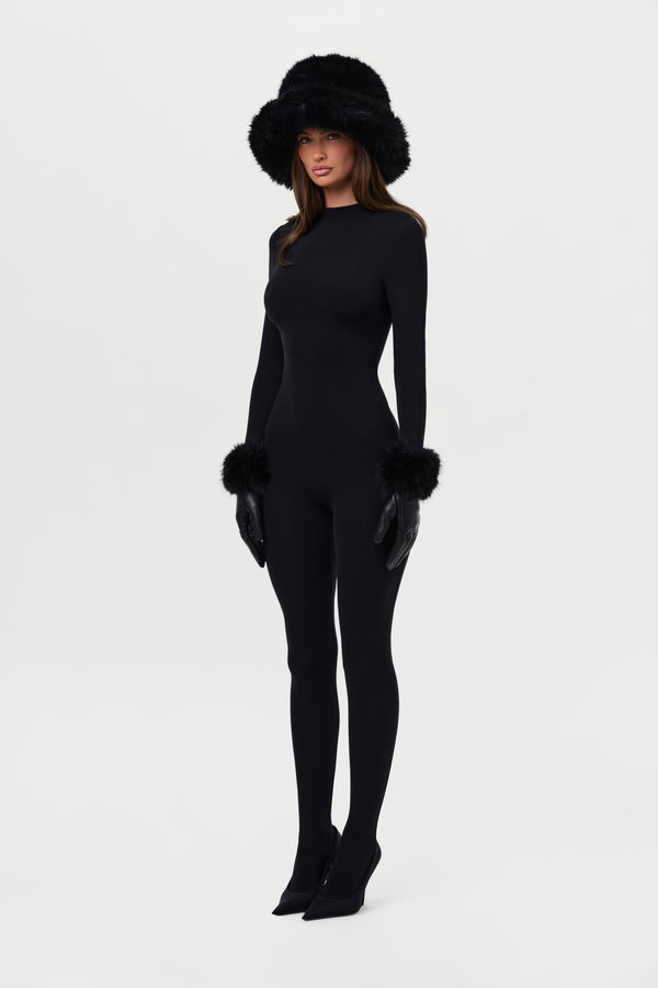 Naked Wardrobe Vegan Leather Faux Fur Gloves