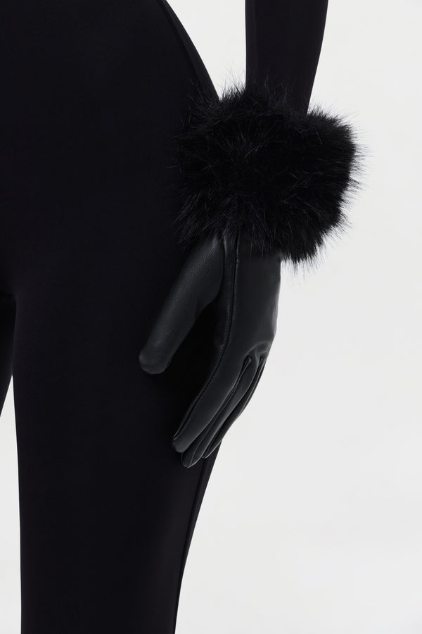 naked wardrobe Vegan Leather Faux Fur Gloves